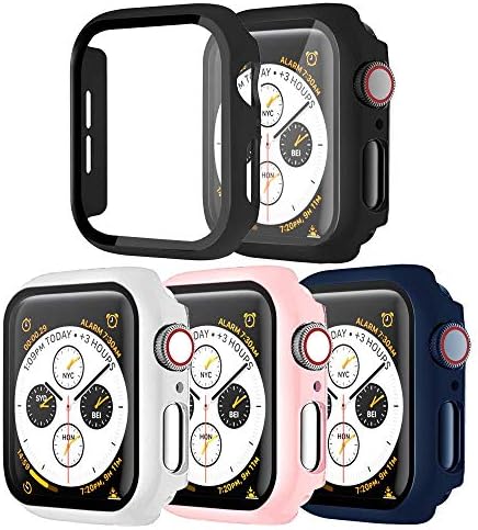 [4 חבילה] Sundo Apple Watch Case מגן מסך מזג זכוכית מחוסמת פגוש שומר דק כיסוי מלא כיסוי HD אולטרה דק במיוחד